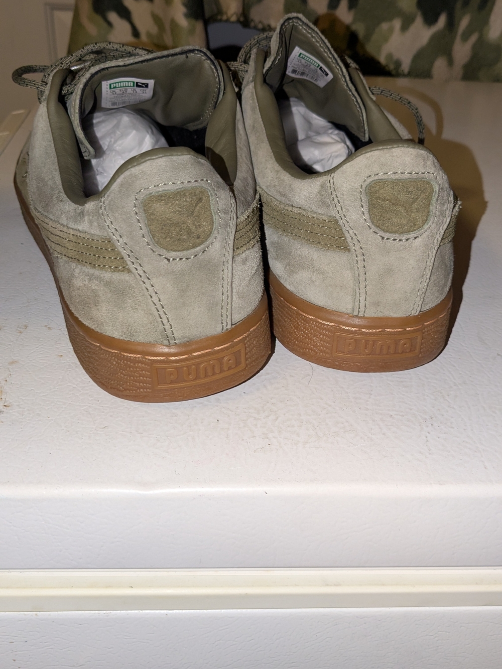 Puma Basket Suede Men's Sneakers in Olive Green with Gum Sole - Picture 4 of 6
